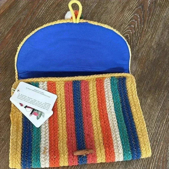 Brighten Your Life Rainbow Multi Striped Woven Clutch - Picture 2 of 5